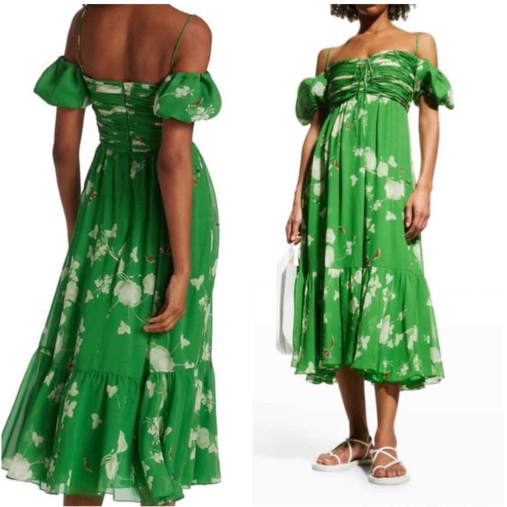Giambattista Valli
Floral Off-The-Shoulder Puff-Sleeve Chiffon Midi Dress - Picture 5 of 5